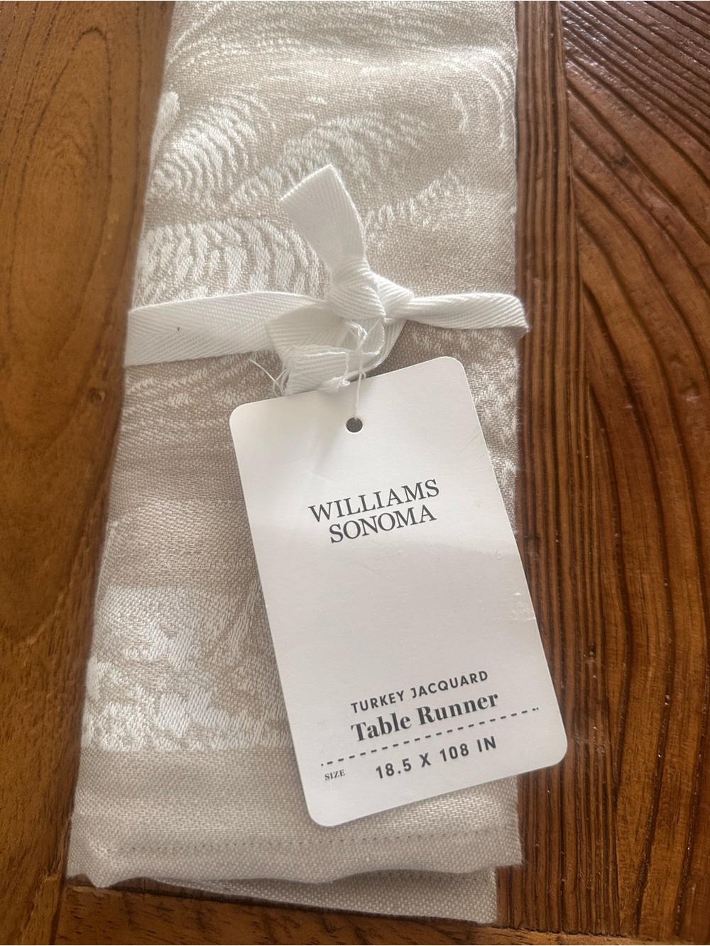 Williams Sonoma Ivory Jacquard Turkey Table Runner
